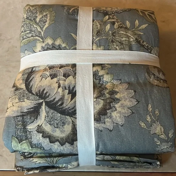 NWT Pottery Barn Azalea Palempore King/Cal King Duvet Cover in Floral Blue Green - Picture 4 of 11